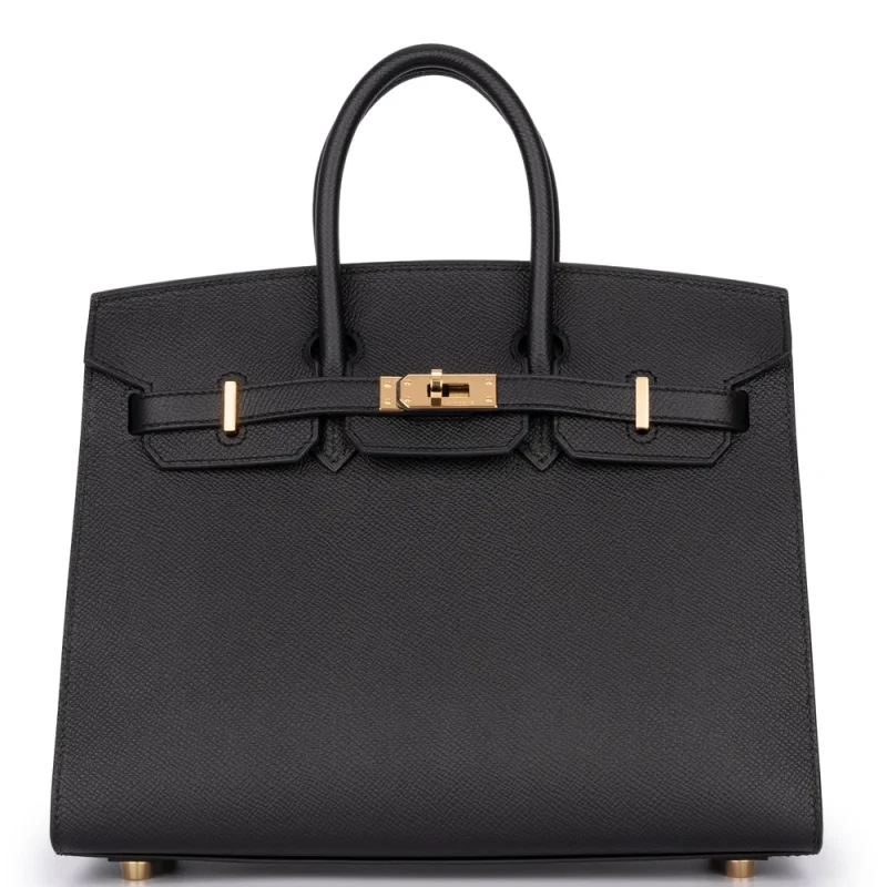 Hermès Birkin 25 Epsom Noir Rough Gold HW - Premium Replica