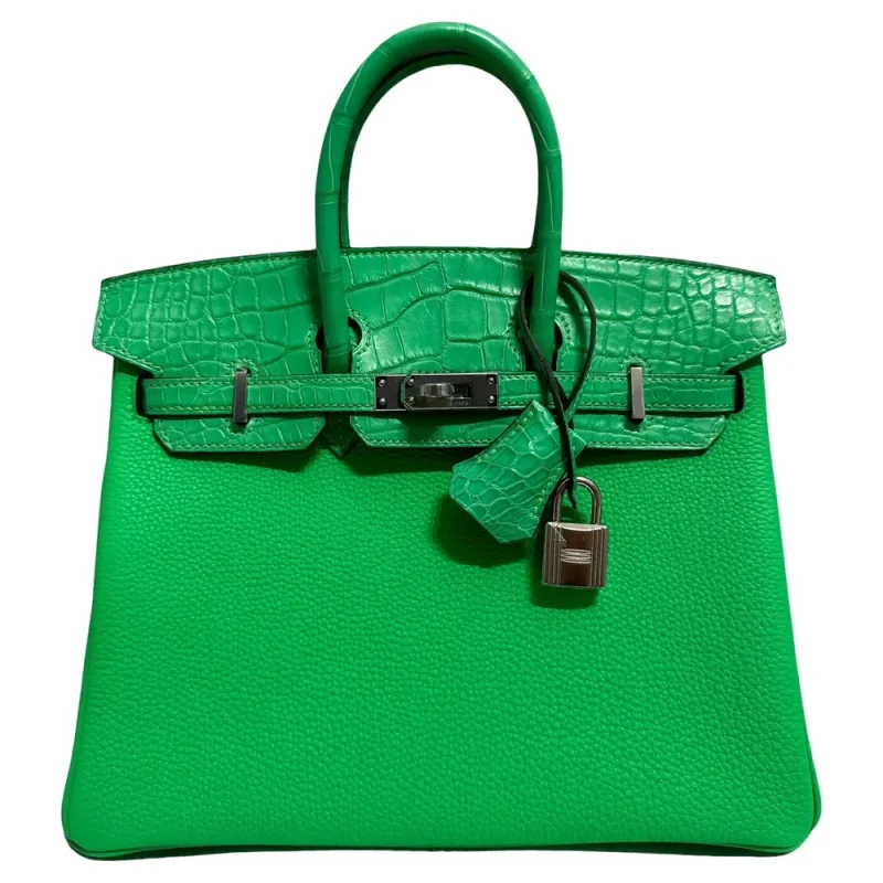 Hermès Birkin 25 Touch Vert Comics Green Togo/Matte Alligator Palladium HW – Best Replica - Designer Inspired Luxury Bag