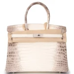 Hermès Birkin 30 Himalayan Blanc Crocodile Niloticus White Gold And Diamond - High-End Inspired Front Hermès Birkin 30 Himalayan Blanc Crocodile White Gold Diamond