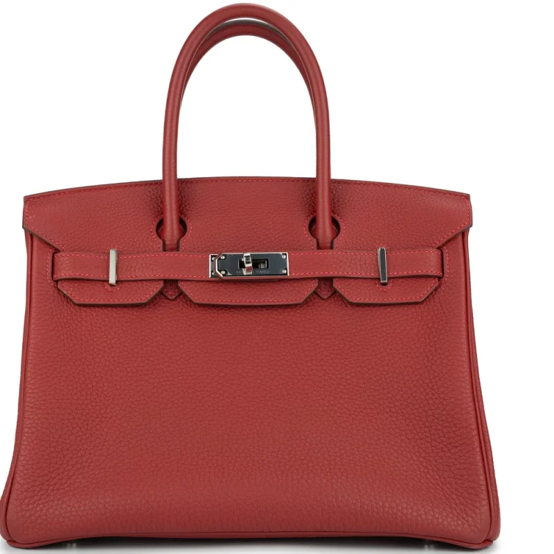 Hermès Birkin 30 Retourne Togo Rouge VIF Palladium HW – 1:1 Replica - Designer Inspired Luxury Bag