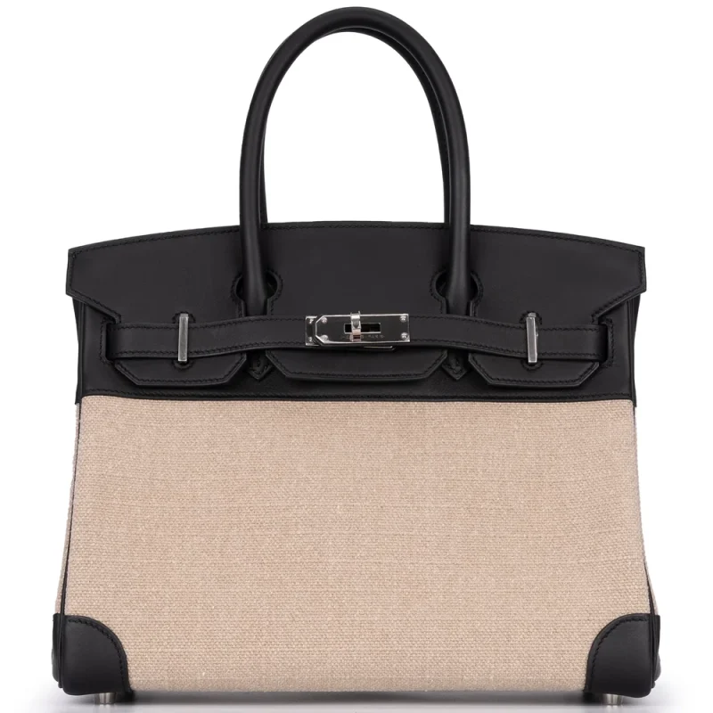 Hermès Birkin 30 Retourne Toile Maxi Bivouac Swift Noir Palladium HW – Artisan-Grade Dupes - Premium Alternative