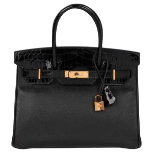 Hermès Birkin 30 Touch Black Replica - Togo & Crocodile