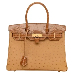Hermès Birkin 30 Touch Cognac Ostrich/Alligator Gold HW Dupes