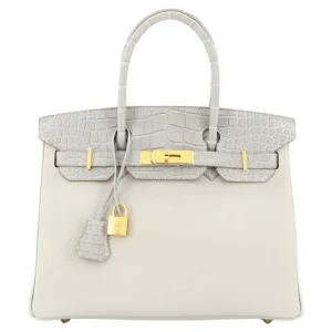 Hermès Birkin 30 Touch Grey Togo/Alligator Replica | Gold HW