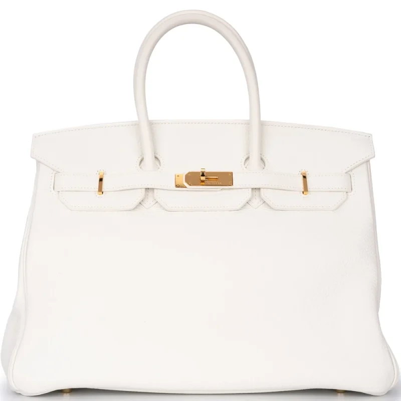 Hermès Birkin 35 Retourne Clemence White Gold HW - High-End Inspired