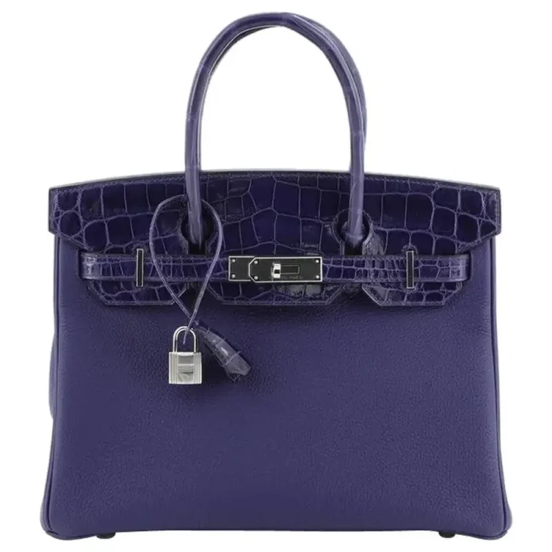 Hermès Birkin Touch Bleu Encre Togo/Niloticus Crocodile Palladium HW – 1:1 Replica - Designer Inspired Luxury Bag