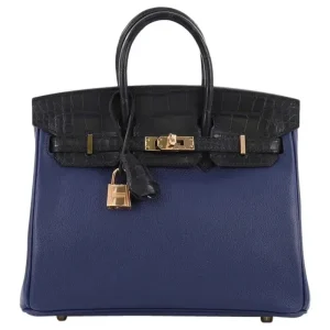 Hermès Birkin Touch Blue Alligator Gold HW Replica | Best Quality