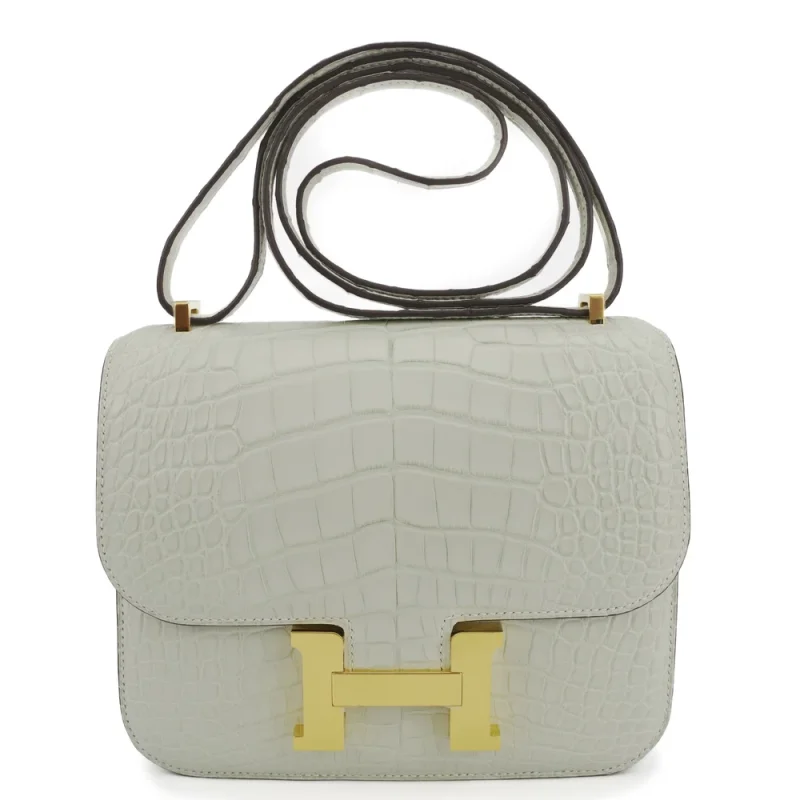 Hermès Constance 18 Croc Gris Neve Gold HW – Best Replica