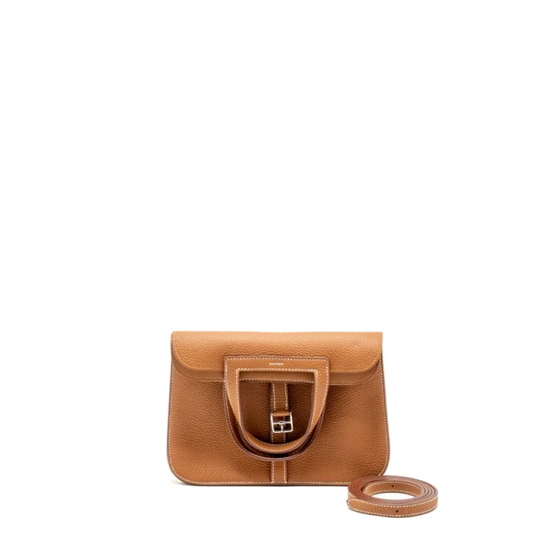 Hermes Halzan 25 Gold Clemence Silver HW 11 Replica Front