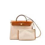Hermès Herbag 31 Zip Canvas/Vache Hunter Ecru-Beige Fauve