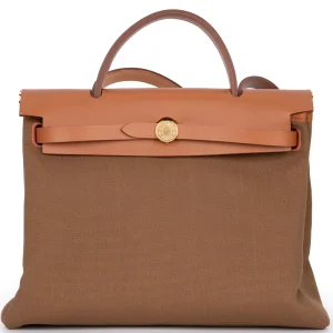 Hermès Herbag Zip 31 Military Canvas Gold HW | Replica Hermès