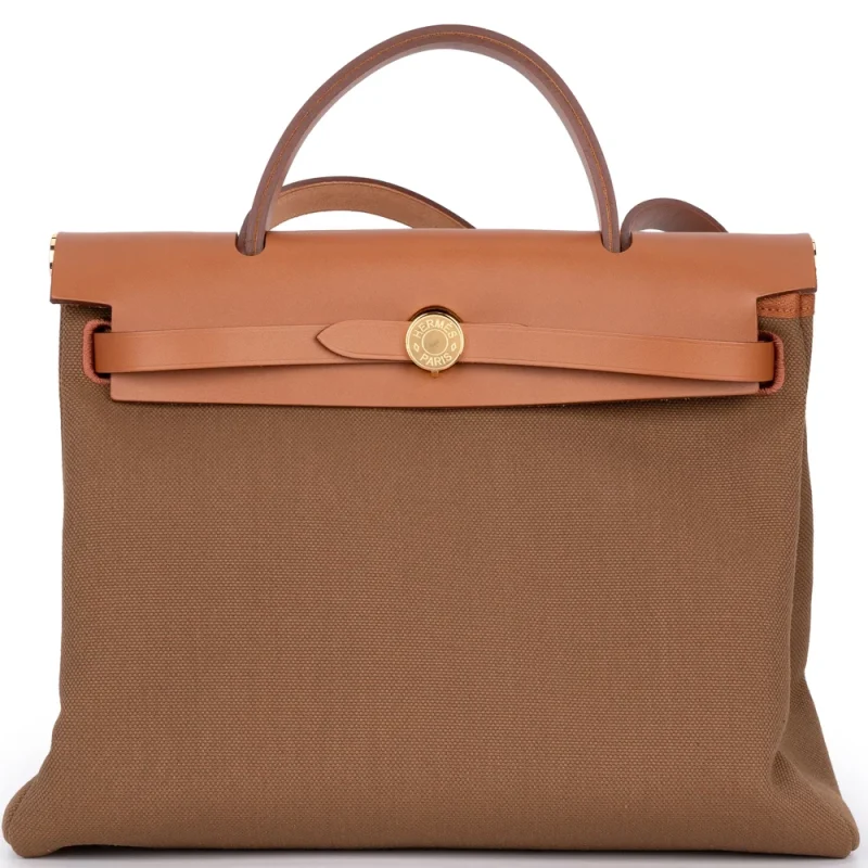 Hermès Herbag Zip 31 Military Canvas Gold HW | Replica Hermès