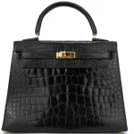 Hermès Kelly 25 Alligator Black Gold HW - 1:1 Replica