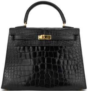Hermès Kelly 25 Alligator Black Gold HW - 1:1 Replica