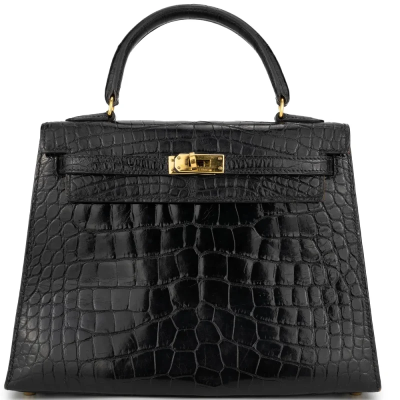 Hermès Kelly 25 Alligator Black Gold HW - 1:1 Replica