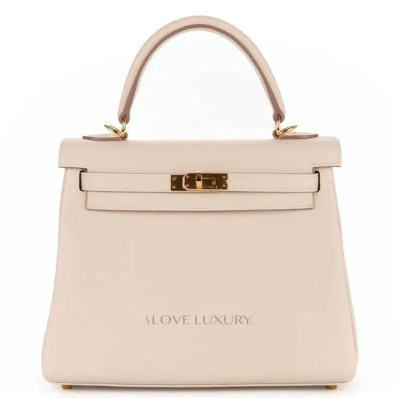 Hermès Kelly 25 Craie Togo Gold HW – Premium Replica - Premium Alternative