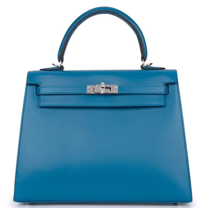 Hermès Kelly 25 Sellier Tadelakt Bleu Izmir Palladium HW - 1:1 Replica