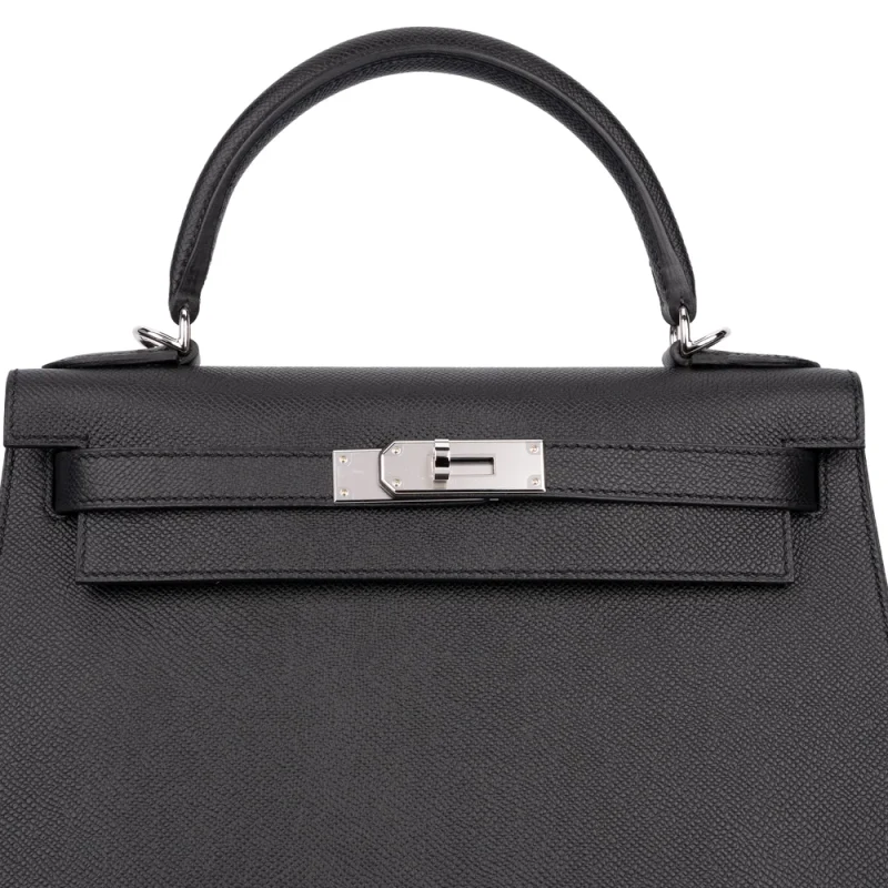 Hermès Kelly 28 Epsom Noir Palladium HW – Best Replica - Designer Inspired Luxury Bag