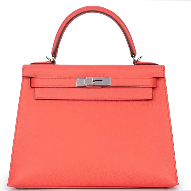 Hermès Kelly 28 Epsom Rose Texas Palladium HW – High-End Inspired - Premium Alternative Bag