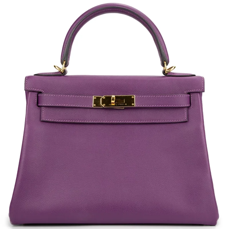 Hermès Kelly 28 Evercolor Anemone Gold HW - High-End Inspired