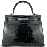 Hermès Kelly 28 Lisse Alligator Vert Cypress Palladium HW - Artisan-Grade Dupes