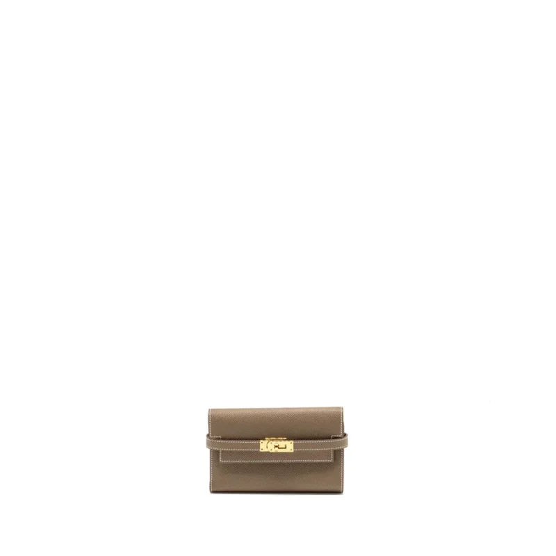 Hermès Kelly Compact Wallet Etoupe Epsom Gold – Replica