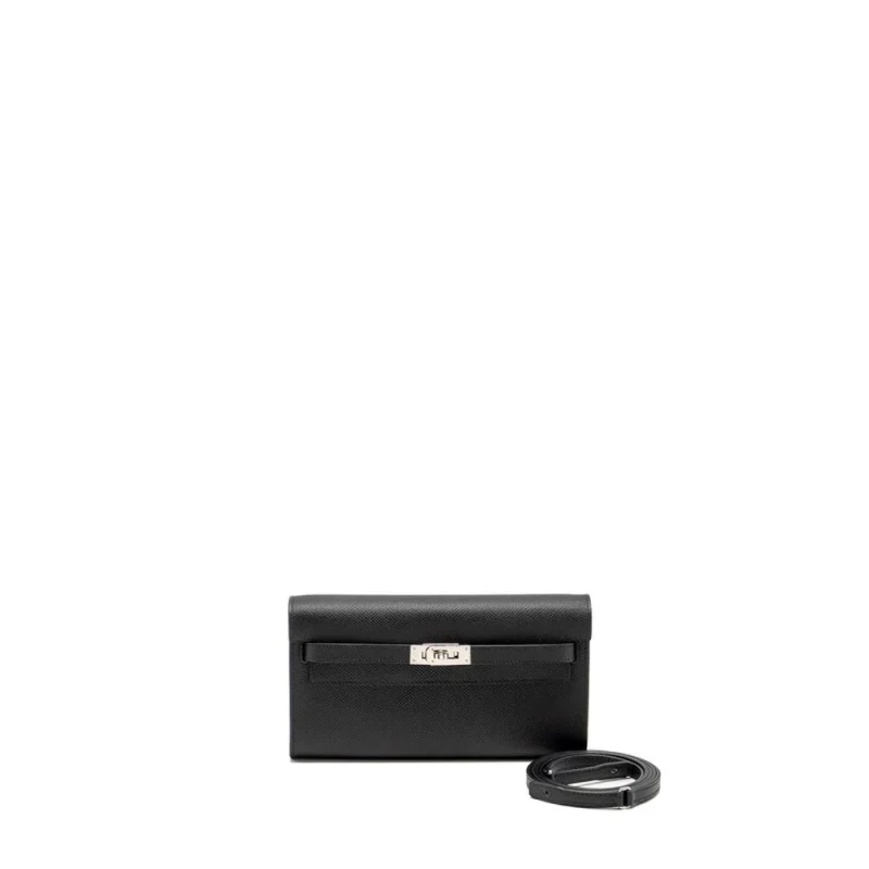 Hermes Kelly To Go Black Epsom Silver HW Best Replica Front