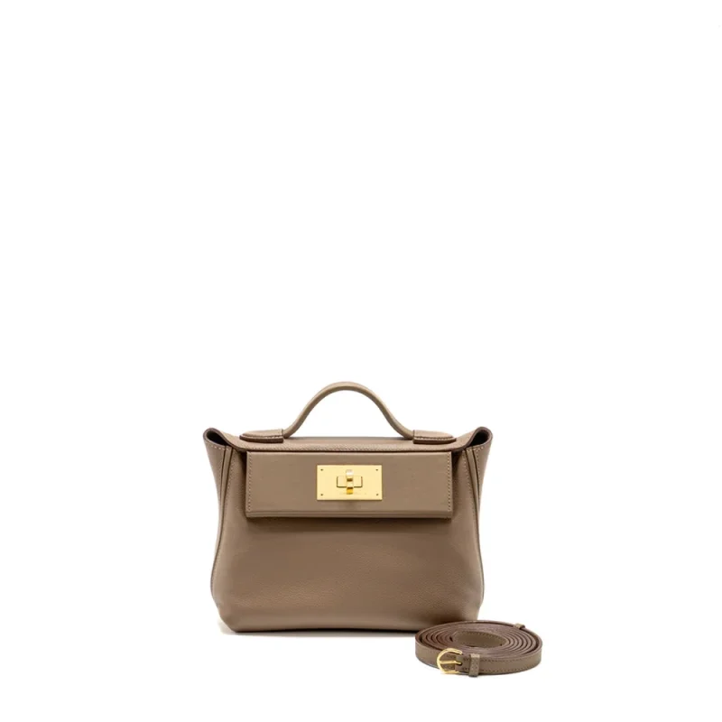 Hermes Mini 2424 2424 21 Etoupe EvercolorSwift Gold HW Artisan Grade Dupes Front