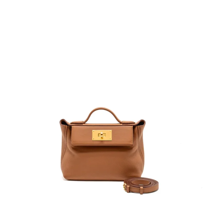 Hermes Mini 2424 2424 21 Gold EvercolorSwift Gold HW Mirror Quality Replicas Front