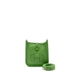 Hermès Mini Evelyne Vert Yucca Clemence Silver HW - Mirror Quality Replicas Front Hermès Mini Evelyne Vert Yucca Replica | Premium Quality