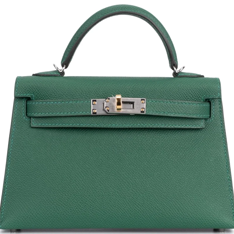 Hermès Mini Kelly Epsom Vert Muyen Electrum HW - Mirror Quality Replicas