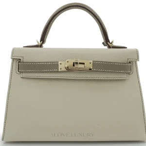 Hermès Mini Kelly HSS Epsom Craie Gris Asphalt Permabrass HW - Artisan-Grade Dupes