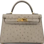 Hermès Mini Kelly Ostrich Gold HW - Best Replica