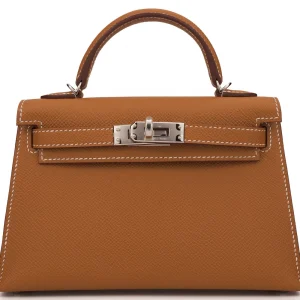 Hermès Mini Kelly Sellier Epsom Gold Palladium HW - Best Replica