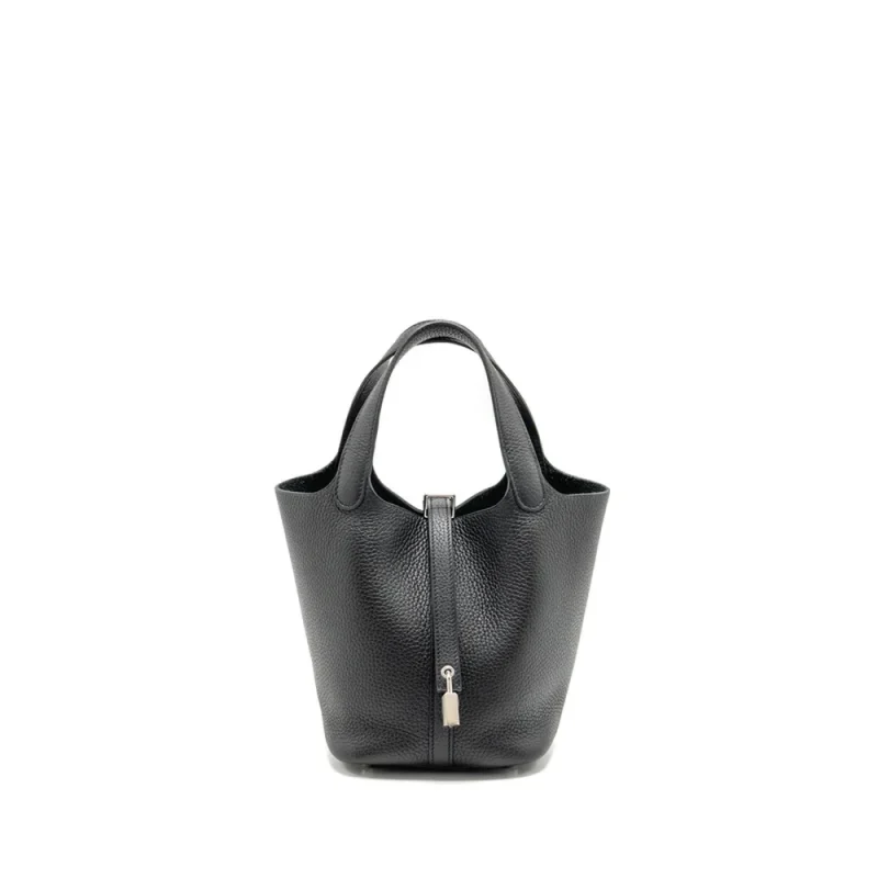 Hermès Picotin 18 Lock Black Clemence Silver HW - Replica