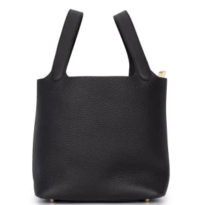 Hermès Picotin 22 Clemence Noir Rough Gold HW – 1:1 Replica