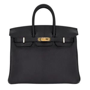 High-End Hermès Inspired - Birkin 25 HSS Black/Gold Chèvre