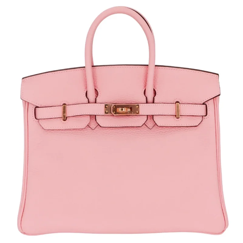 High-End Hermès Inspired – Birkin 25 HSS Rose Sakura Clemence Rose Gold HW - Premium Alternative Bag