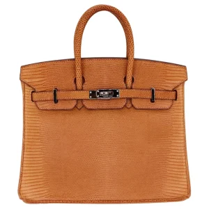 High-End Hermès Inspired - Birkin 25 Natural Lizard Palladium HW