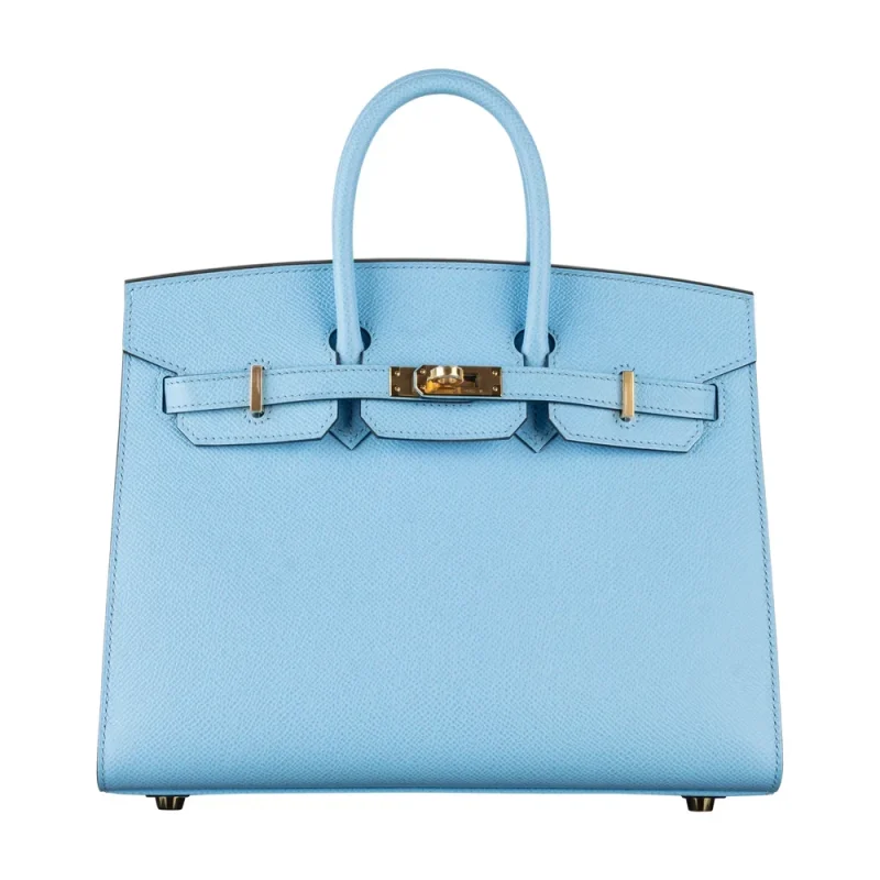High-End Hermès Inspired - Birkin 25 Sellier Celeste Epsom Gold HW