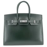 High-End Hermès Inspired - Birkin 25 Sellier Vert Fonce Box Calf Palladium HW