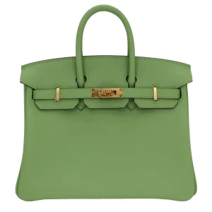 High-End Hermès Inspired - Birkin 25 Vert Criquet Swift Gold HW