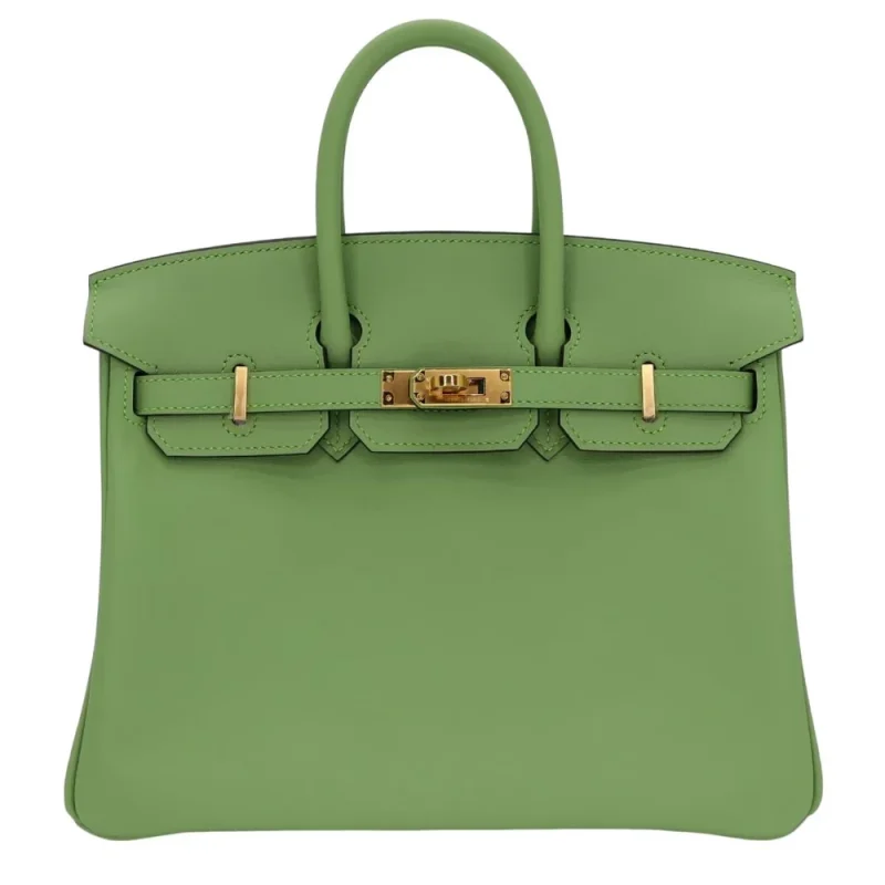 High-End Hermès Inspired - Birkin 25 Vert Criquet Swift Gold HW