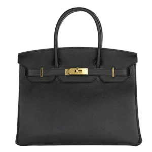 High-End Hermès Inspired - Birkin 30 Black Epsom Gold HW