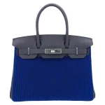 High-End Hermès Inspired - Birkin 30 Bleu Saphir Tuffetage Caban Swift Palladium HW