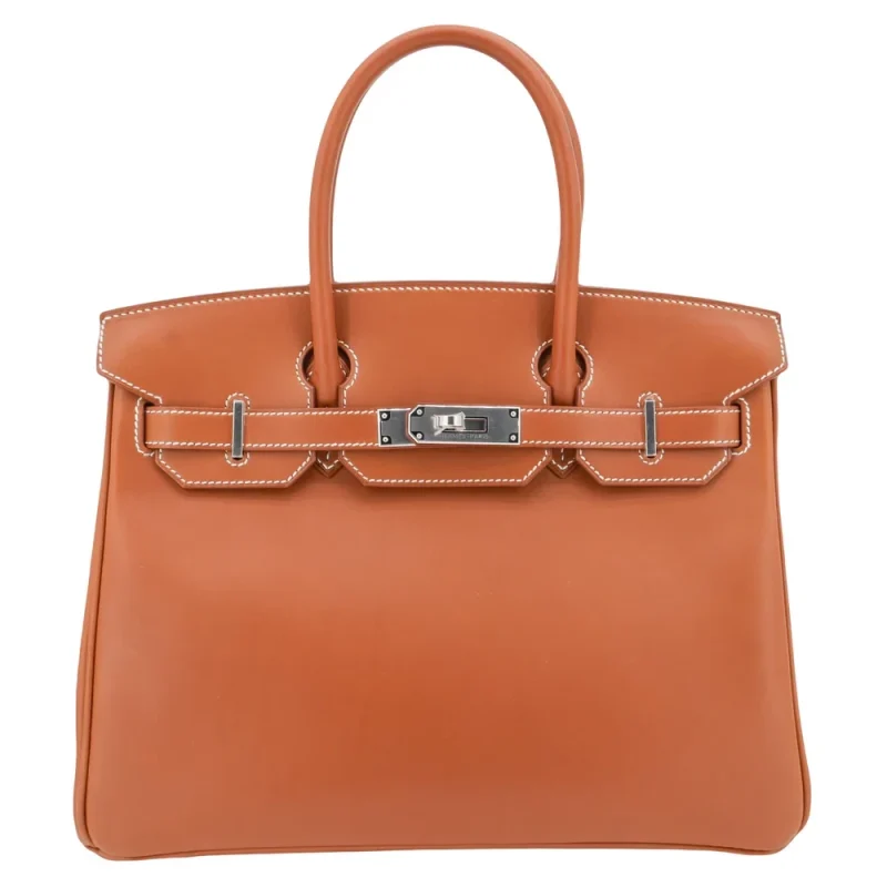 High-End Hermès Inspired - Birkin 30 Fauve Barenia Palladium HW