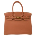 High-End Hermès Inspired - Birkin 30 Gold Togo Gold HW Front High-End Hermès Inspired - Birkin 30 Gold Togo Gold HW