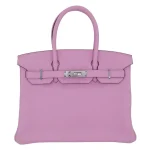 High-End Hermès Inspired - Birkin 30 Mauve Sylvestre Clemence Palladium HW Front High-End Hermès Inspired - Birkin 30 Mauve Sylvestre Clemence Palladium HW