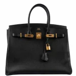 High-End Hermès Inspired - Birkin 35 Black Epsom Gold HW Front High-End Hermès Inspired - Birkin 35 Black Epsom Gold HW