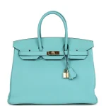 High-End Hermès Inspired Birkin 35 Bleu Atoll | Replica Bags